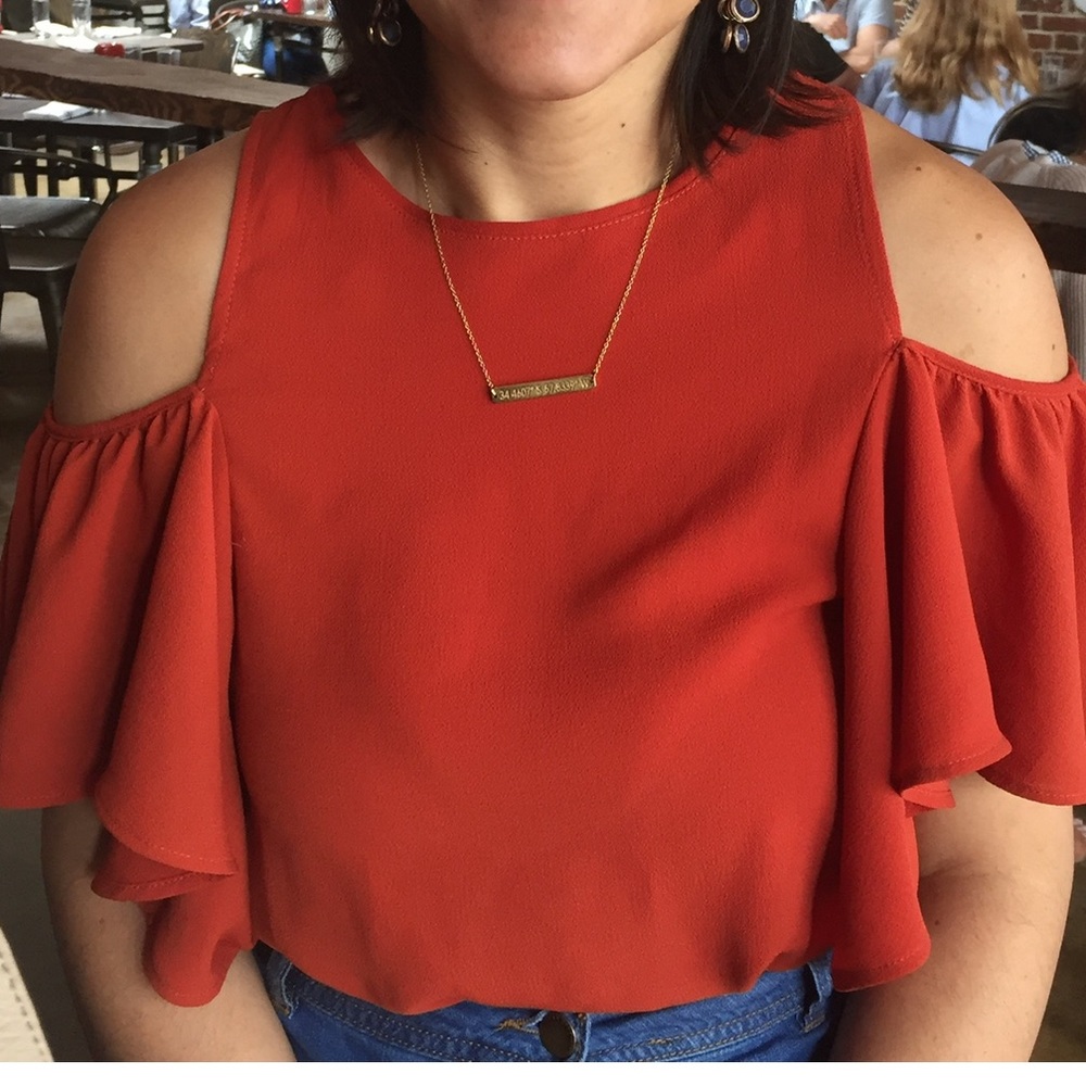 Burnt Orange off-the-shoulders top